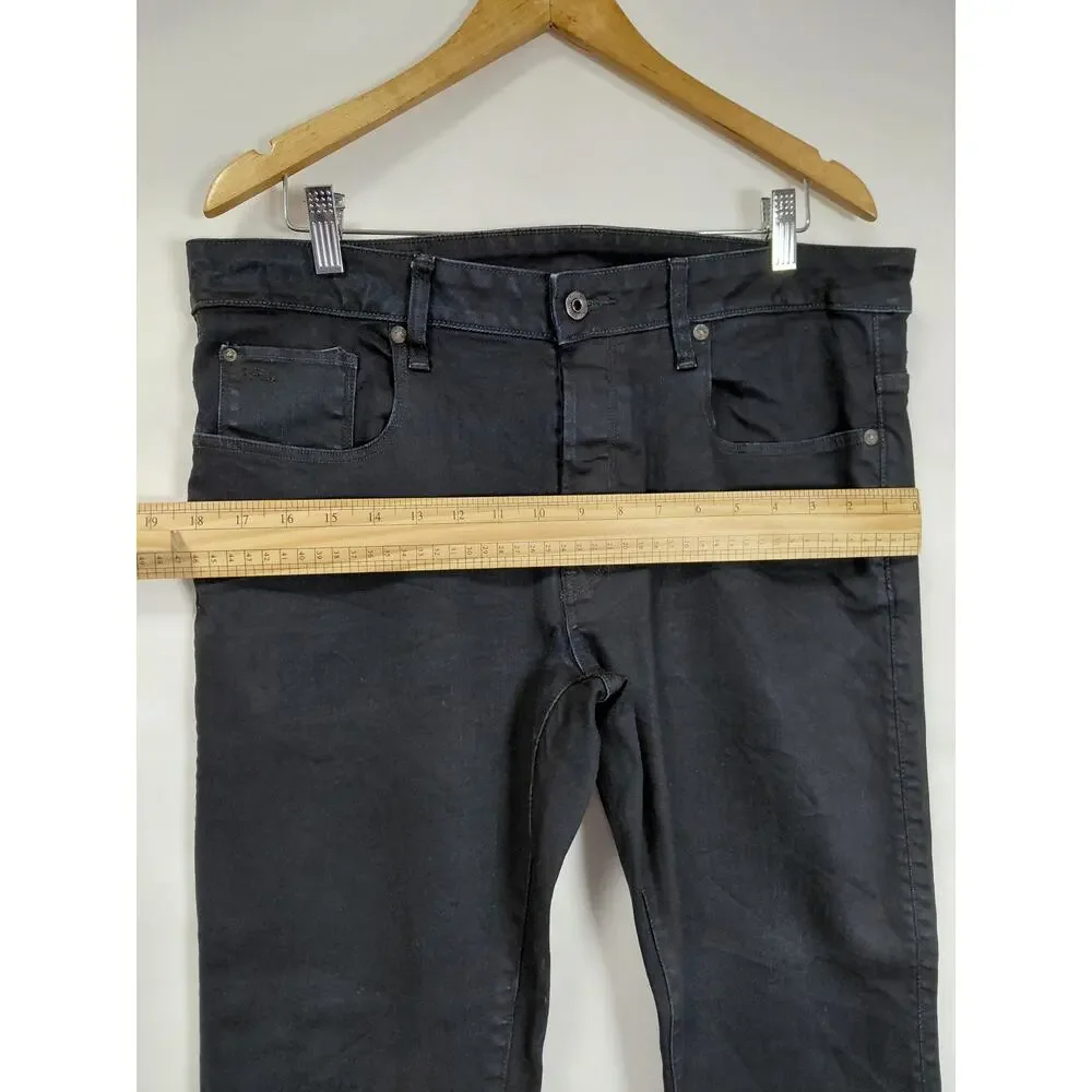 G-Star 3301 Straight Raw Coated Black Denim Jeans Men Size 36